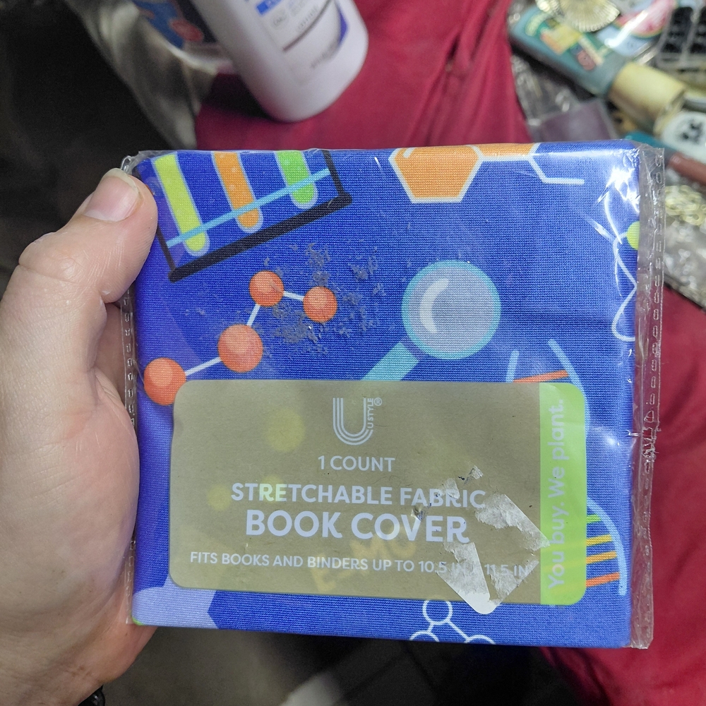 U Style brand stretchable fabric book cover to fit books/binders up Chemistry